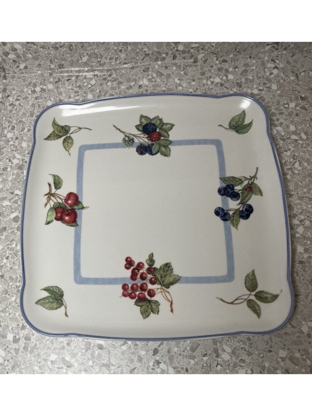Villeroy & Boch Cottage 12" Square Serving Platter Berries Porcelain Germany